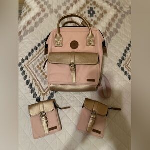 Cabaia Drawstring Bag‎ with Gold Design. Pink and gold colors. NWT.